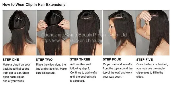 Clip in Natural Black Remy Human Hair Extensions Full Hair End photo-5
