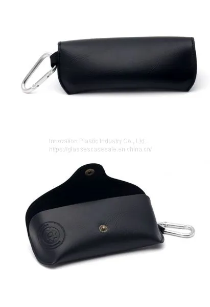 Customized Portable Leather Sunglasses Case With Metal Hook photo-5