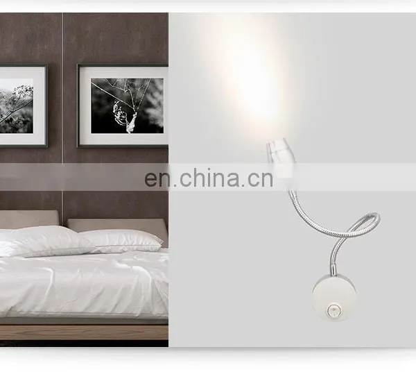 Cheap Price Bathroom Mirror Lamp With Flexible Hose Mini Led Reading Lamp for Bedroom OEM Gooseneck Led Headboard Wall Lamp photo-3