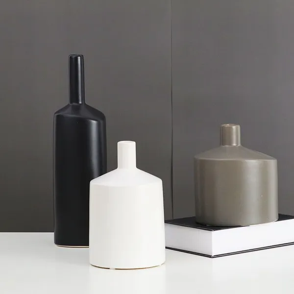 Simple Small Bore Corrosion Resistance Pure Color Flower Arrangement Vase Soft Decoration photo-2