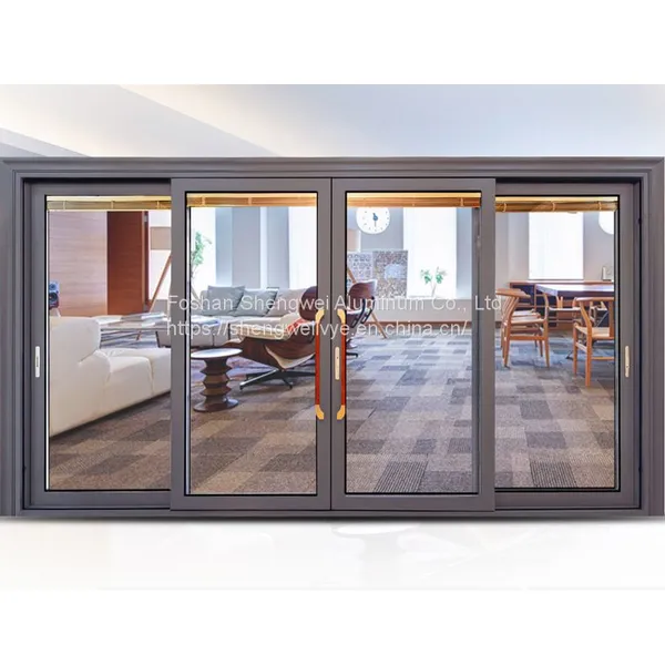 High Quality Aluminum Glass Window Alloy Profile Double Glazed Sliding Door photo-2