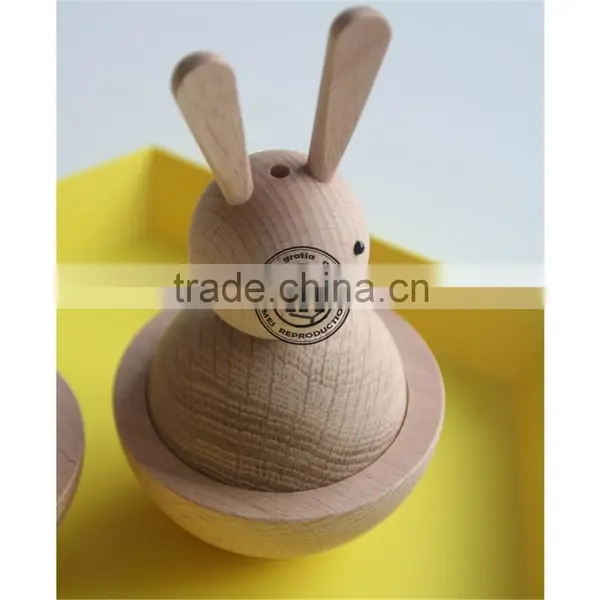 Indoor Decoration Wood Carved Rabbit,Solid Wood Rabbit Decoration, Creative Design