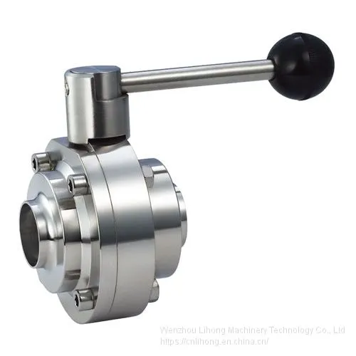 Stainless Steel Sanitary Food Degree Welded Clamped Threaded Butterfly Valve DIN SMS ISO