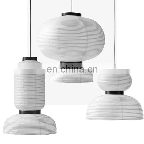 Vintage Art Stain Large Chandelier Lighting Shade LED White Paper Pendant Lamp photo-2