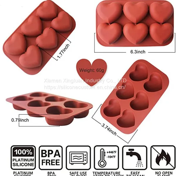 2pcs Chocolate Molds Silicone Heart Shape Silicon Moulds photo-3