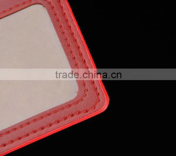 Fashion Horizontal Style Faux Leather Business ID Credit Card Badge Holder photo-4
