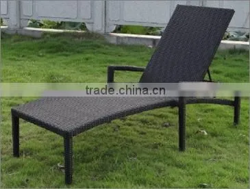 Patio Black Recliner Chair Outdoor Furniture Beach Rattan Sun Lounger With Arm