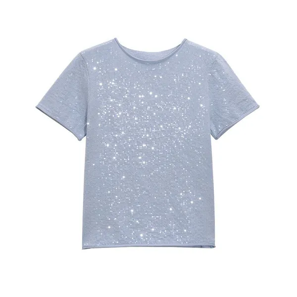Spring New Style Knitted Sweater in European Style, Round Neck, Pure Color, Loose Fit, Long-sleeved, Women's Style Short-sleeved Shirt photo-2