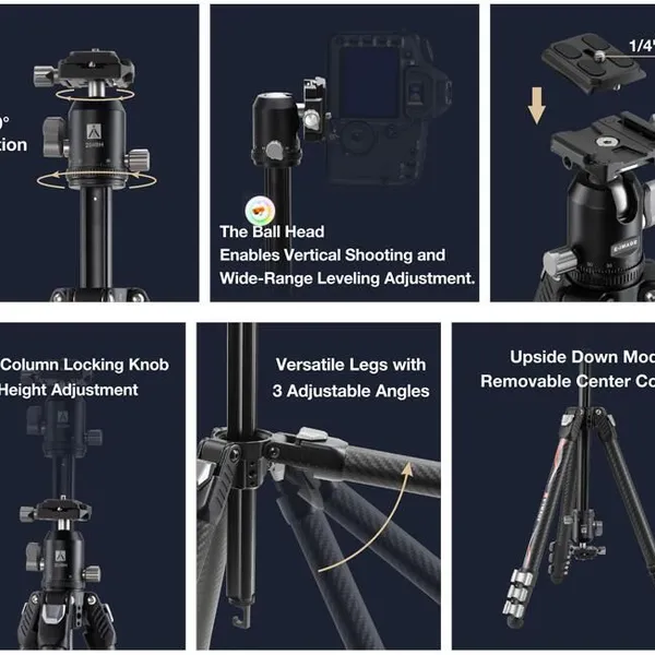 Factory Homemade High Quality Carbon Fiber Professional Dslr Video Camera Tripod With Gimbal Large Tripod for Watch Bird TC-204BF photo-2