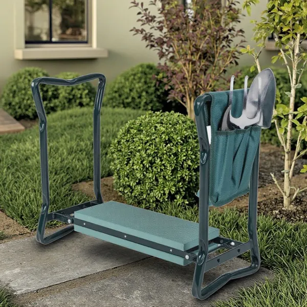 Lightweight Folding Steel Frame Soft EVA Foam Cushion Portable Dual Use Kneeler Stool With Side Bag Garden Kneeler and Seat photo-2