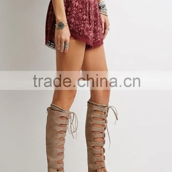 Cotton White Women High-Waisted Floral Lace Textured Shorts photo-3