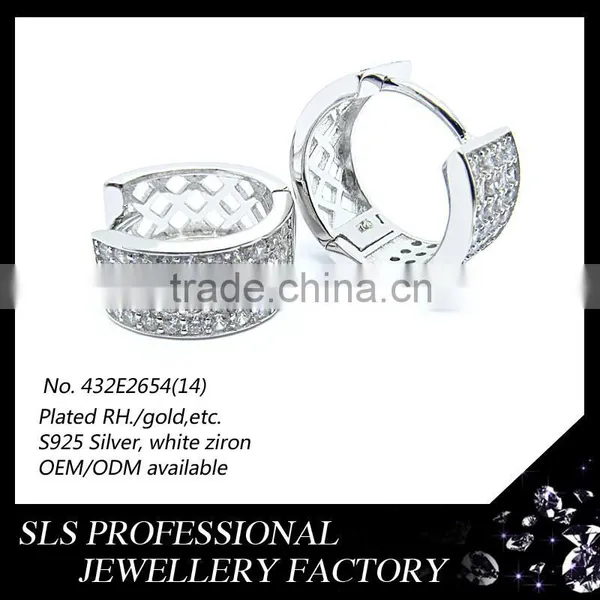 2015 Fashion Design Sterling Silver Stamped 925 Hiphop Cubic Zirconia Earrings for Women photo-4