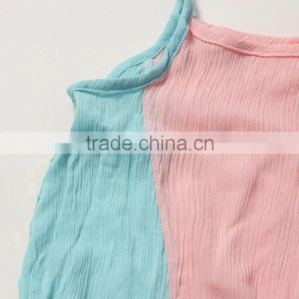 2016 Summer Children's Clothing Baby Girl Clothes Sling Splicing Color Jmpsuit Cotton Rompers photo-4
