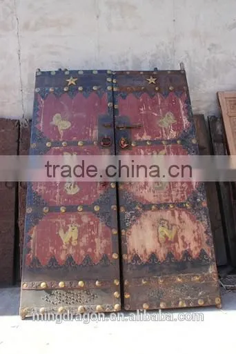 Vintage Antique Shanxi Recycle Old Elm Wood Inlaid Garden Door photo-5