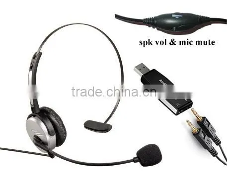 Lightweight Professional USB Website Headset USB-1001Svcmute