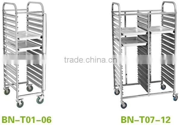 Europea Style Double Row Stainless Steel Tray Rack Trolley/Mobile Gastronorm Rack Trolley BN-T19~21 photo-3