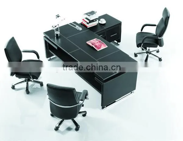 MT-25 Leather/PVC Cover Executive Table MDF Office Executive Wood Desk Set photo-3