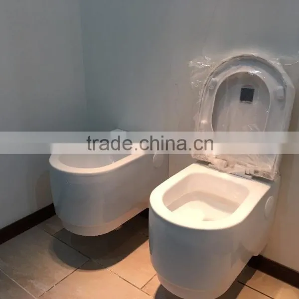 Sanitary Ware New Design Round Wall Hung Toilet Concealed Tank Wall Mounted Toilet photo-3