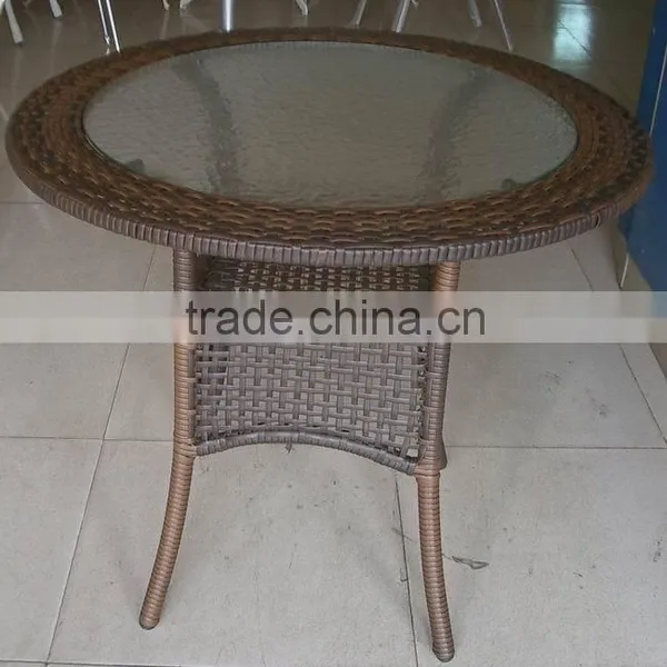 Elegant Design Rattan Wicker Aluminum Frame Round Glass Coffee Table YT47 photo-3