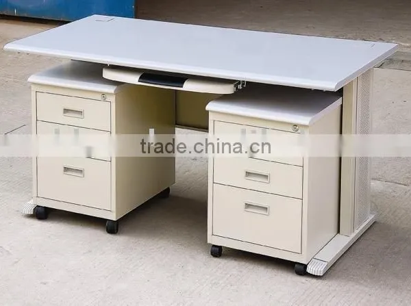 steel-wooden computer workstation