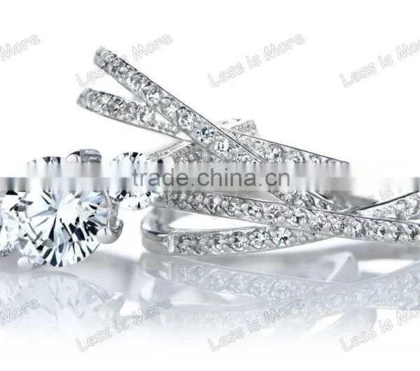 New 925 Silver cz Three Stone Ring ,engagement Ring Set photo-4
