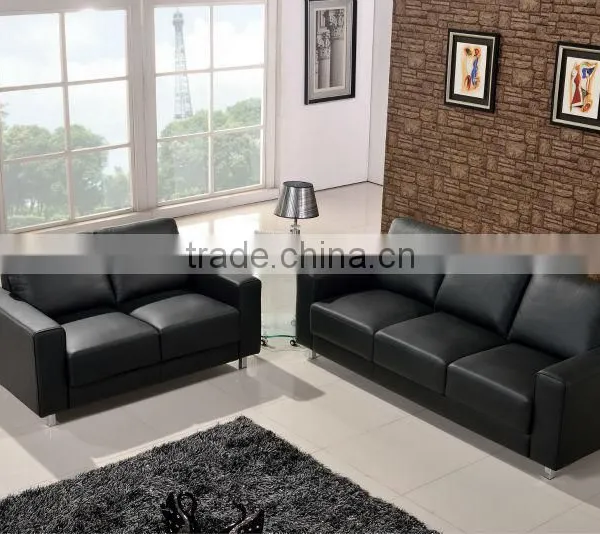 Chinese Home Furniture Black Leather Sectional Sofa Low Price photo-2