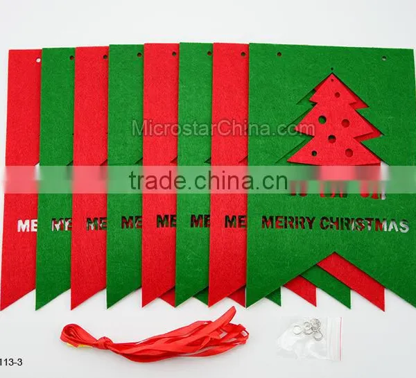 Mixed Color Christmas Santa Claus and Deer Non-woven Christmas Pull Flags Tree Holiday Party Hanging Decorations Ornament photo-4