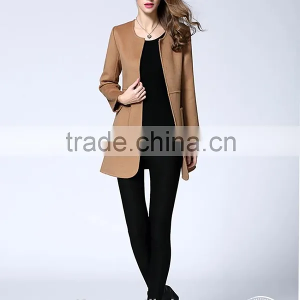 Camel Color Factory Supply Hign Woolen Lady Coat photo-2