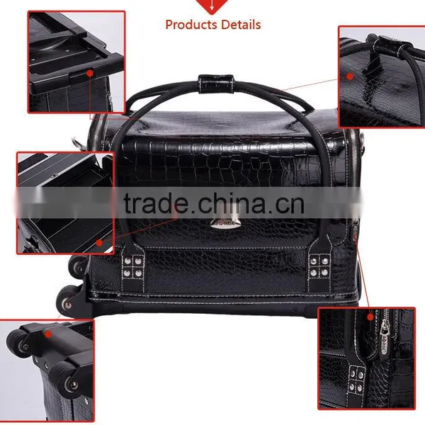 2016 New Arrival Wholesale Classic Black High Quality PU Leather Cosmetic Bag Makeup photo-5
