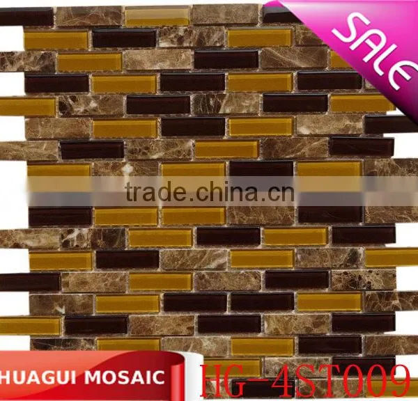 Best Glass Mosaic With Dark Emperador Matte Marble Mosaic Tile Factory