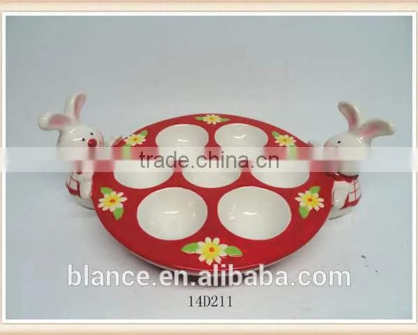 Ceramic Animal Shape Egg Holder Animal Shape Design With Rabbit Figurine photo-2