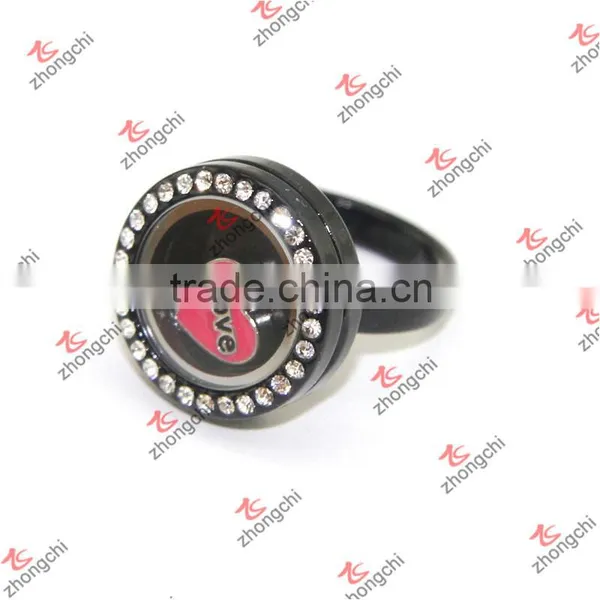 New Design Gold Crystal Small Locket Ring(FLR160102) photo-6