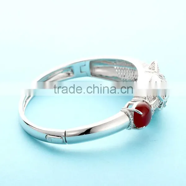 925 Sterling Silver Crystal Liod Head Bangle Bracelet SBG425W photo-3