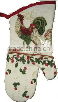 Apron With Adjustable Tie Rooster Design Glove Single Pot Holder Set photo-2
