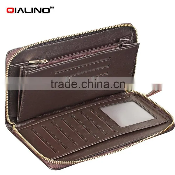 QIALINO Wholesale Zip Wallet Luxury Ostrich Leather for Iphone Case Wallet Handbag photo-6