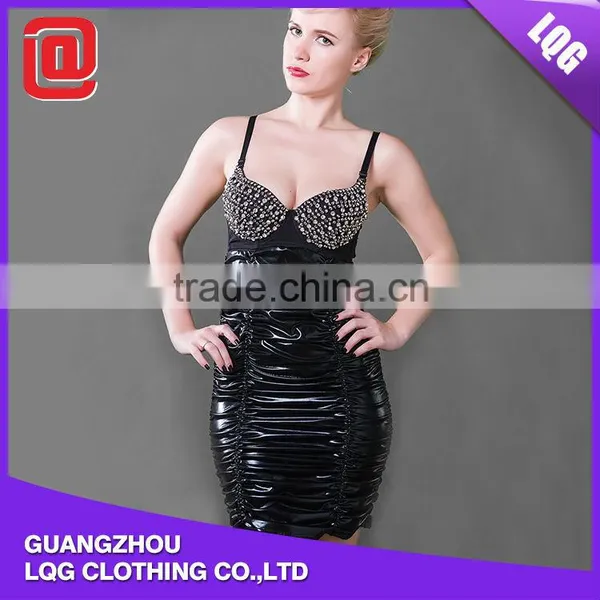 Black One Piece Leather Plus Size Sexy Dress