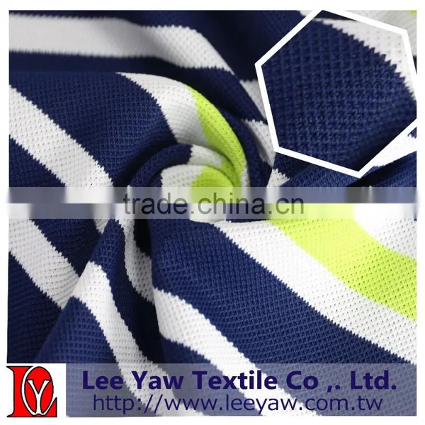 Polyester Full Dull Spandex Yarn Dyed Auto Stripe Pique Fabric With Anti-bacterial photo-4