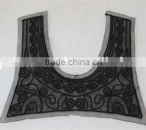 Good Quality Black 100% Polyester Lace Collar Embroidery Lace Applique photo-5