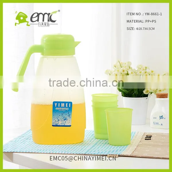 Cold Kettle Sets With Lid Plastic Juice and Tea Vottle With 4 Cups photo-5