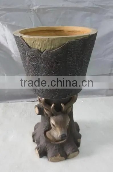 Knock-down Handmade Fiberglass Deer Balcony Flower Pots photo-2