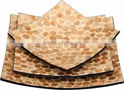 Set of 3 Mother of Pearl Inlaid Plates for Home Decoration photo-3