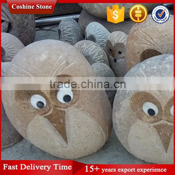 Cute Cartoon Animal Sculpture, Granite Owl Carving photo-2