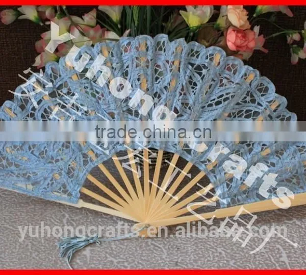 Handicraft Cloth Bamboo Lace Hand Fan