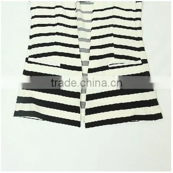 Ladies Top Fashion White and Black Striped Blazer 2015 for Autumn photo-5