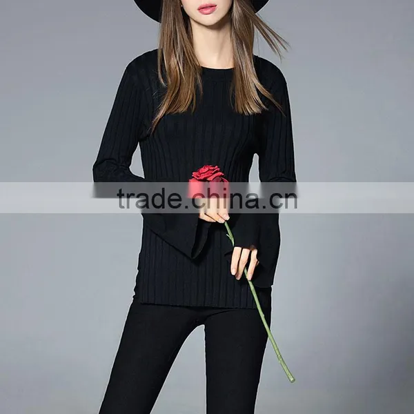 Maxnegio New Fashion Lotus Leaf Sleeves Korean Style Woolen Sweater Designs for Ladies photo-5