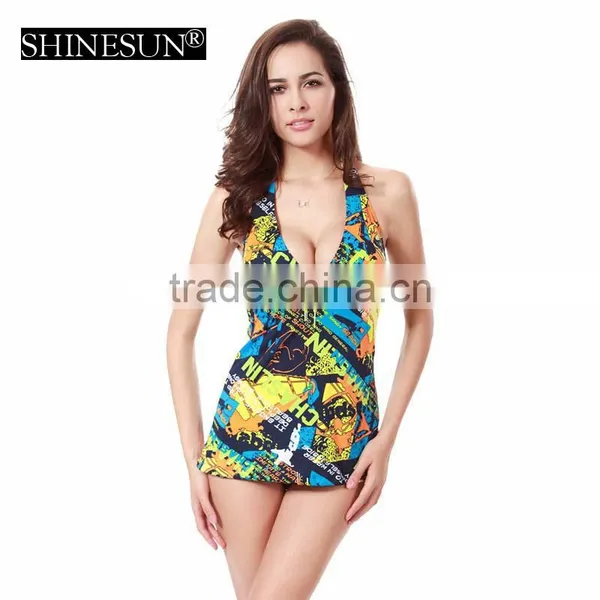 2017new Arrival Splendid Fireworks Split Swimwear Women Bikini Swimsuit photo-5