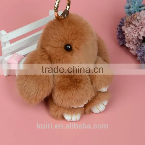 2017 New Real Genuine Rex Rabbit Furs Keychain Pendant Bag Car Charm Tag Cute Mini Rabbit Toy Doll photo-6
