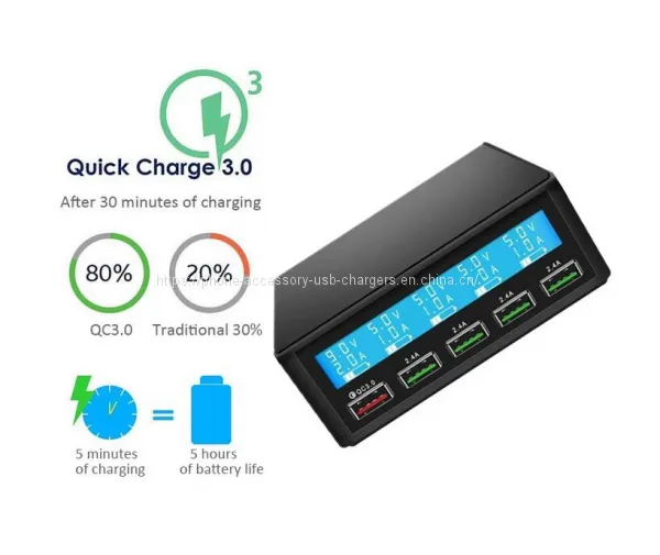 Fast Charge QC3.0 Multi Port Usb Charger 5 Desk Charger Station For Multiple Devices photo-5