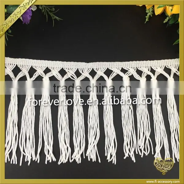 Wholesale White Long Tassels Handmade Fringe Trim for Bag FT-006 photo-2