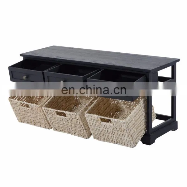 Wooden Frame Chic Entryway Spongio Cushion Shoes Storage Bench,ottoman With Storage Basket photo-2